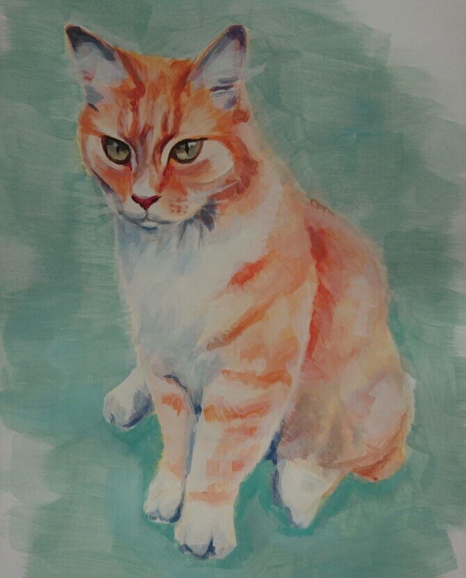 Katze-mit-Gouache-gemalt