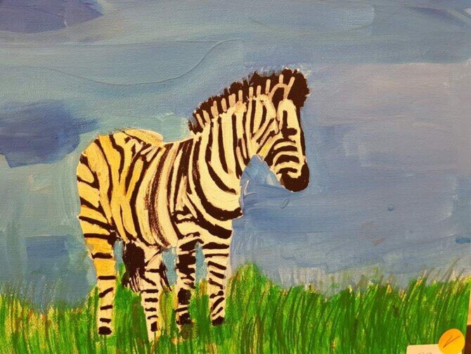 Zebra-auf-Wiese